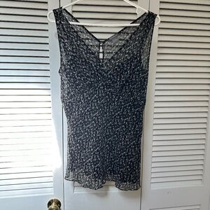 Ann Taylor Silk Fabric Poly Lined Empire Waist Sleeveless Blouse Size 12